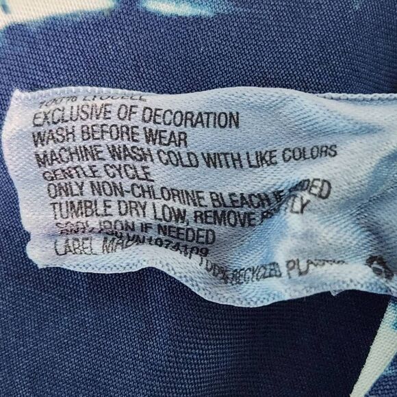 Knox Rose Navy Boho Peasant Blouse Size Medium Navy and White Dyed Top - Picture 9 of 10